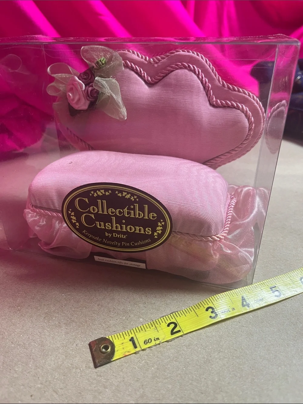 Collectible Cushions by Drilz — Pink Heart Pin Cushion Set